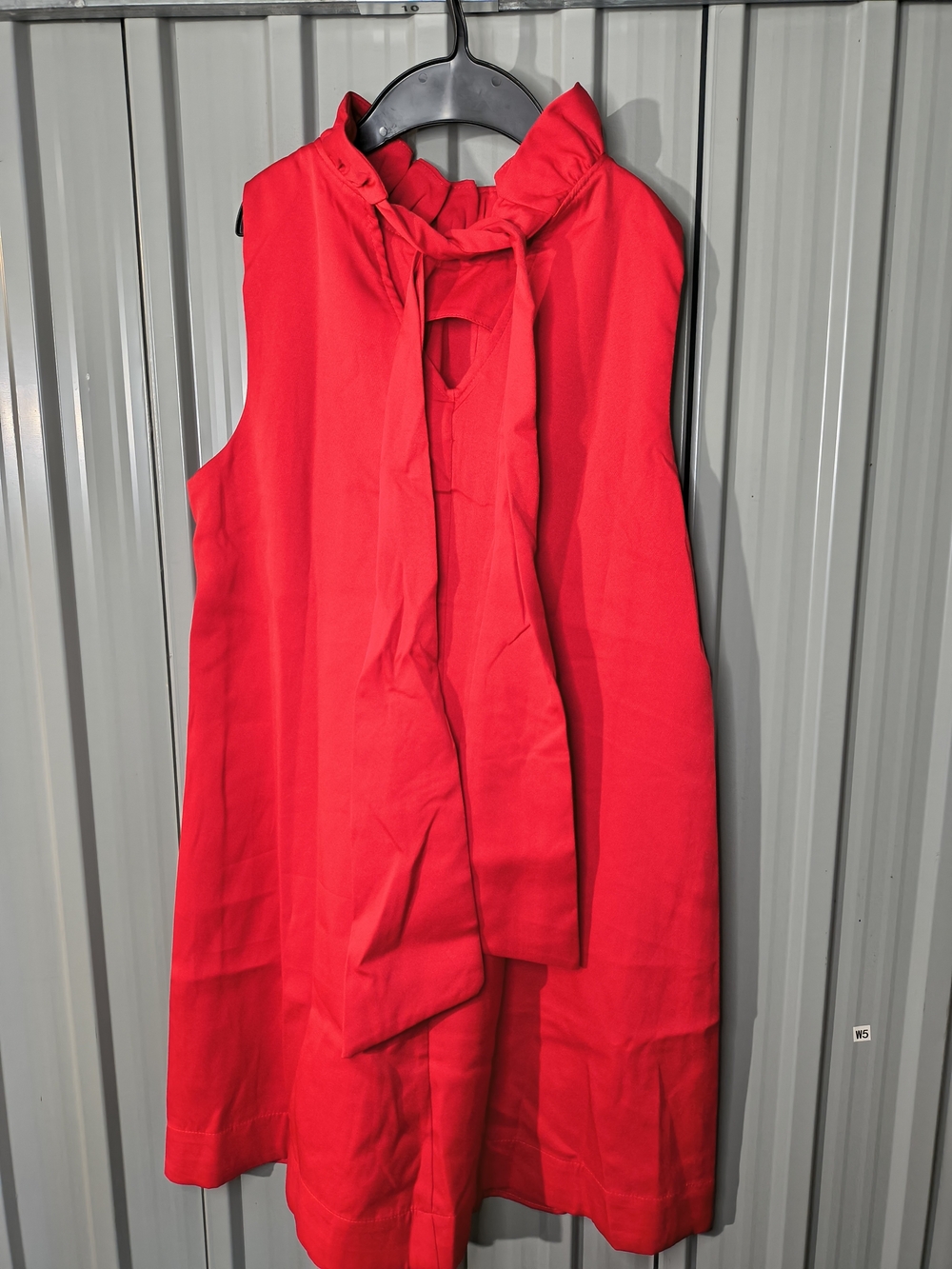 Umgee Red Sleeveless Ruffle Neck Shift Dress - Picture 4 of 4